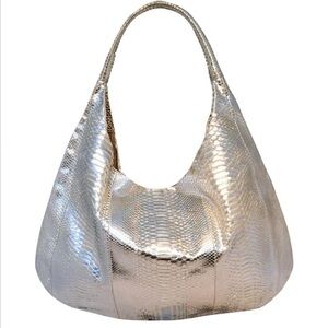 Devi Kroell Silver Python Snakeskin Leather Hobo Bag